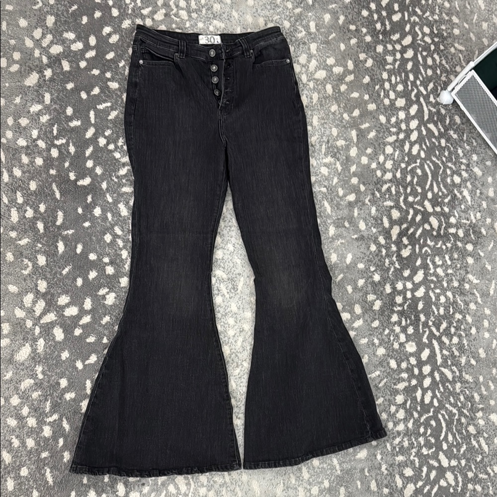We The Free Black Flare Wide Leg Jeans